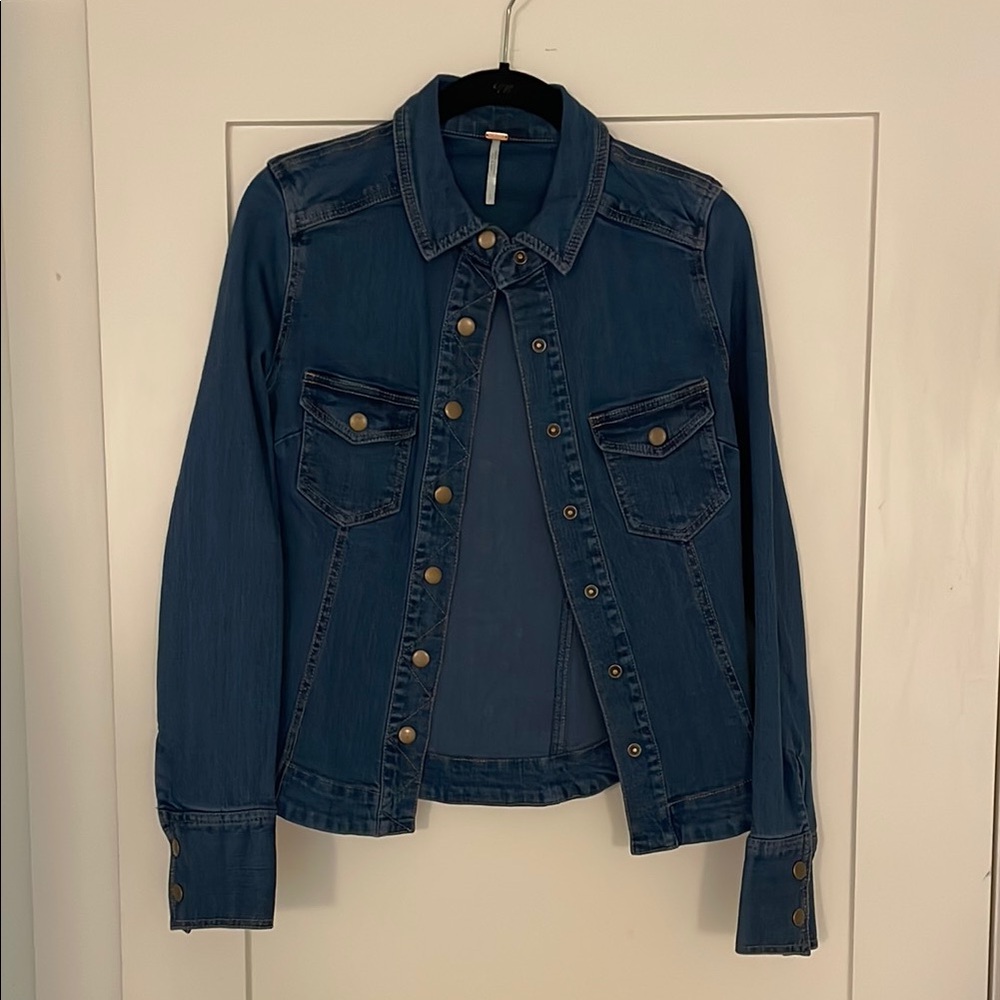 Free People Classic Blue Denim Shirt